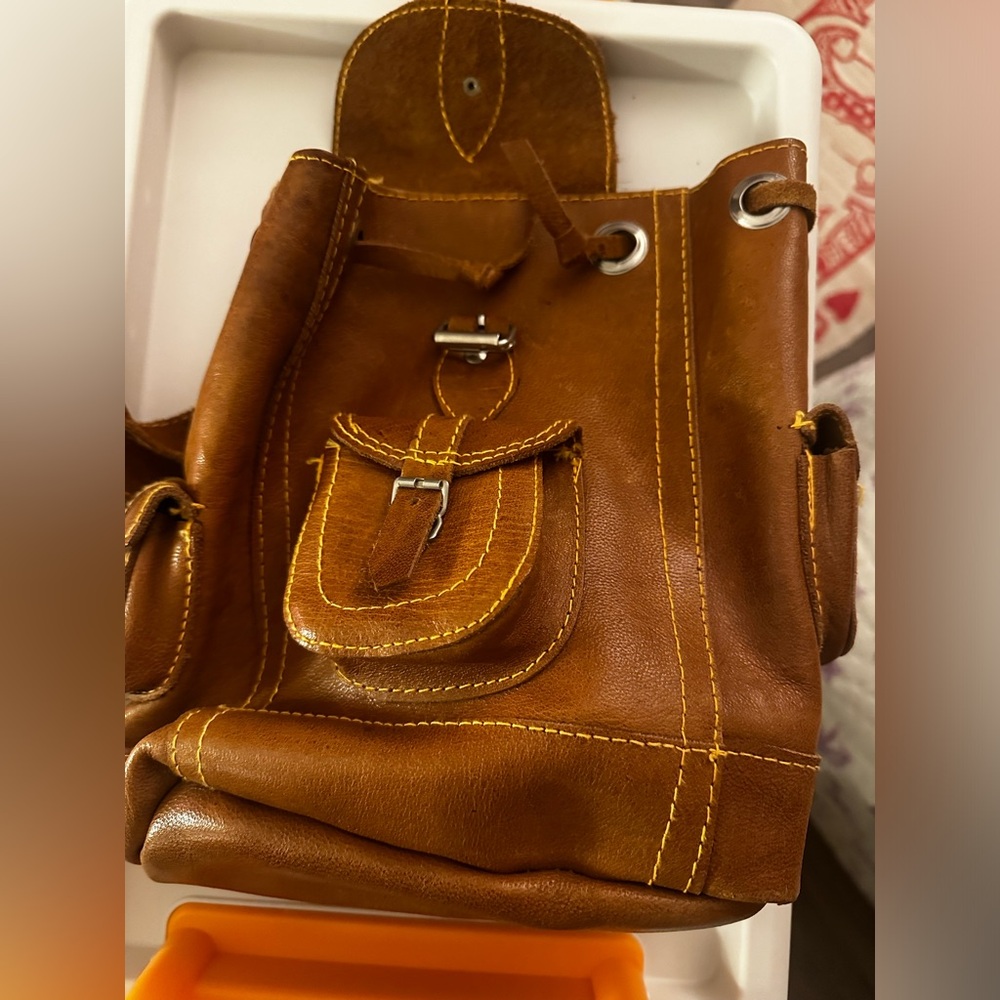 Handmade Camel Leather Backpack from Egypt